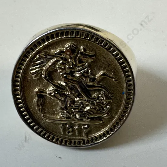 1817 Gold Sovereign Signet Ring Inscribed K&Q GF 18k 32gm